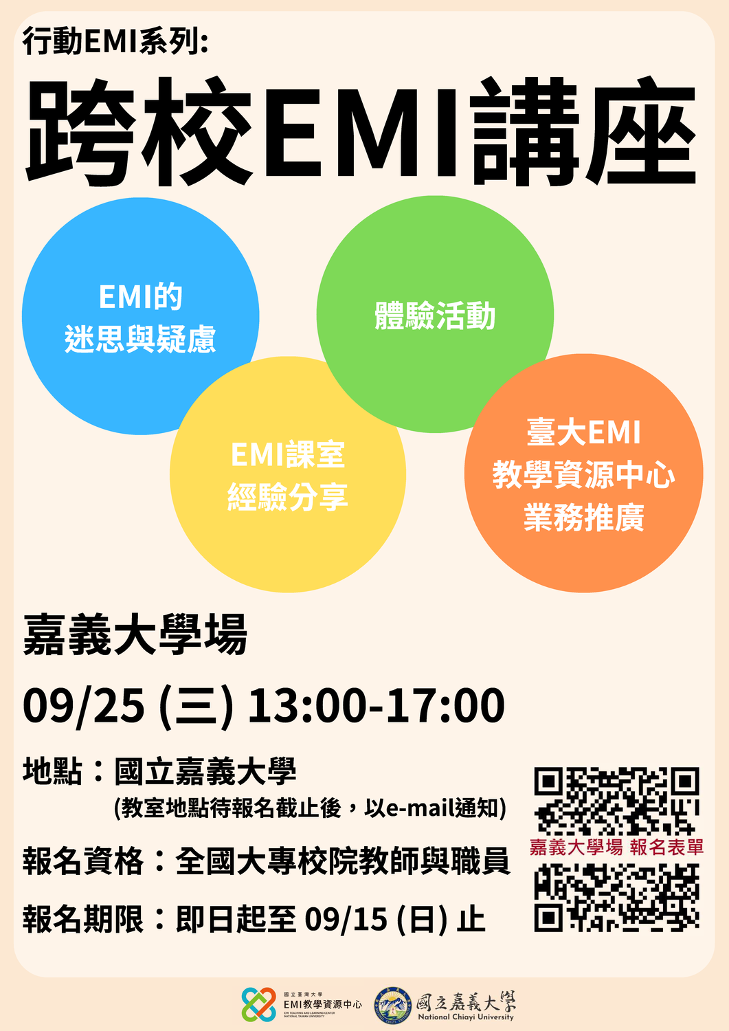 國立嘉義大學與國立臺灣大學EMI教學資源中心113-1學期「跨校EMI講座」圖片